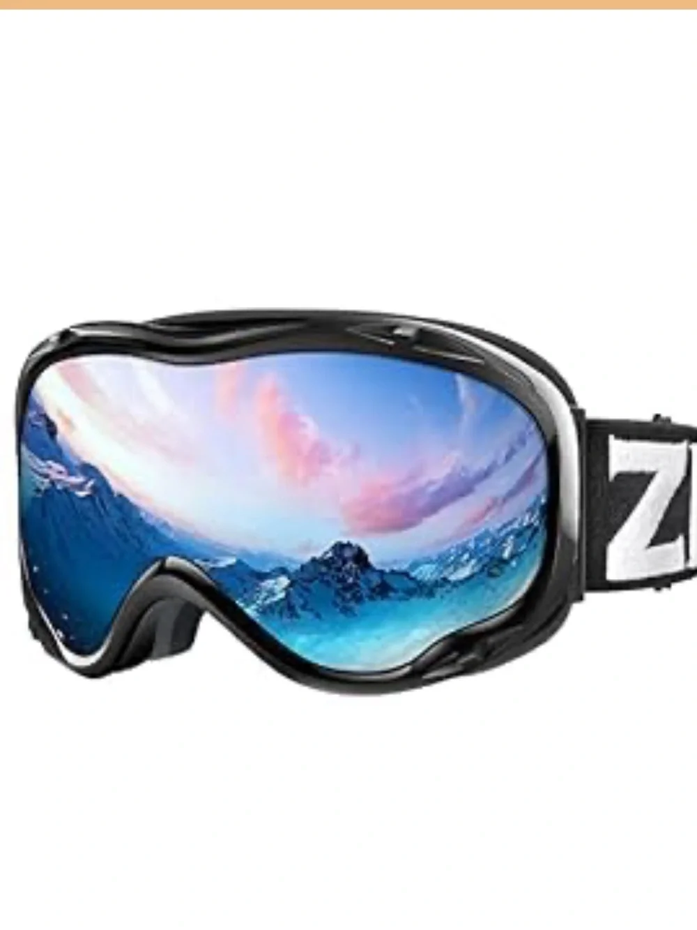 Black Ski & Snow Goggles with Mirrored Lens